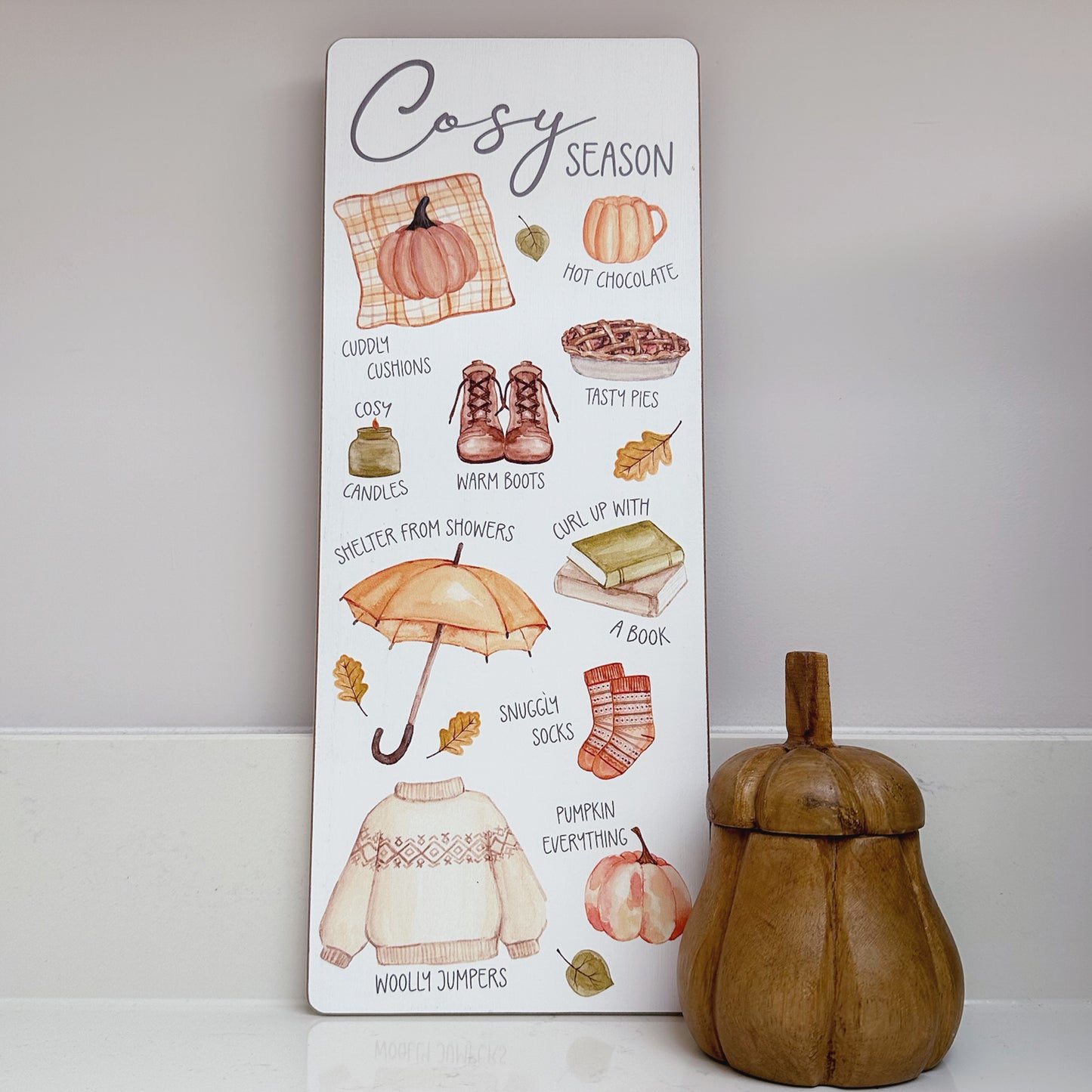 Cosy Season Pumpkin Plaque