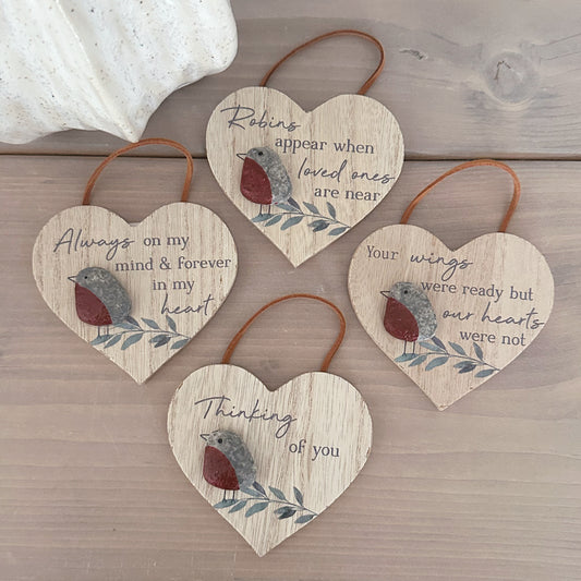 Robin Pebble Heart Hanger - Available in 4 Styles