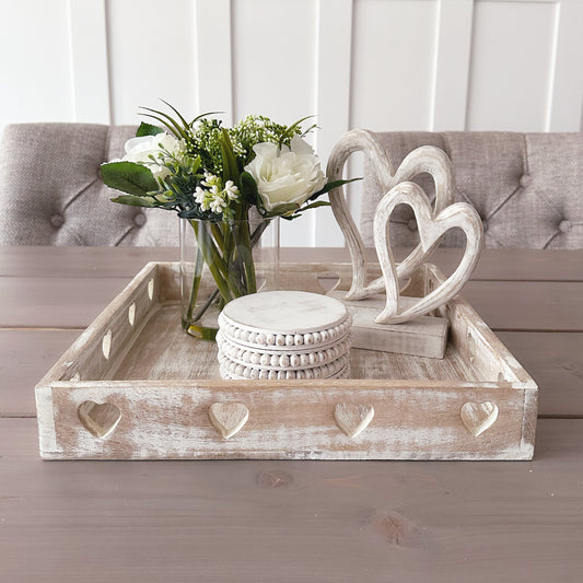 Wooden Heart Square Tray - Available in 2 Sizes