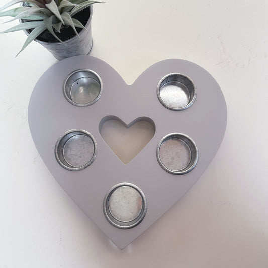 Grey Heart Tea-light Holder