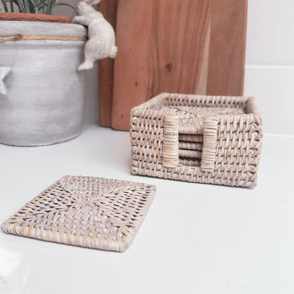 Rattan Square Coasters