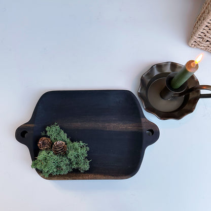 Rustic Tray in Acacia Wood - Coal