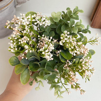 Babysbreath & Eucalyptus in Wicker Basket