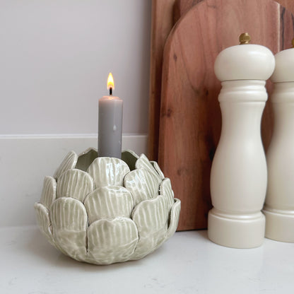 Green Artichoke Candle Holder