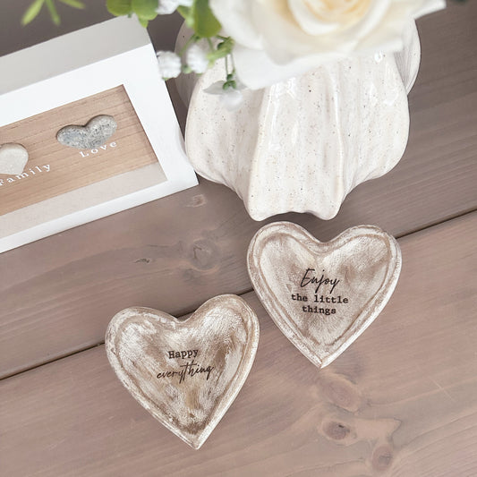 Mango Wood Heart Trinket Dish - Available in 2 Styles