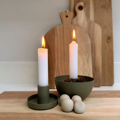 Olive Green Dinner Candle Holder - Bowl