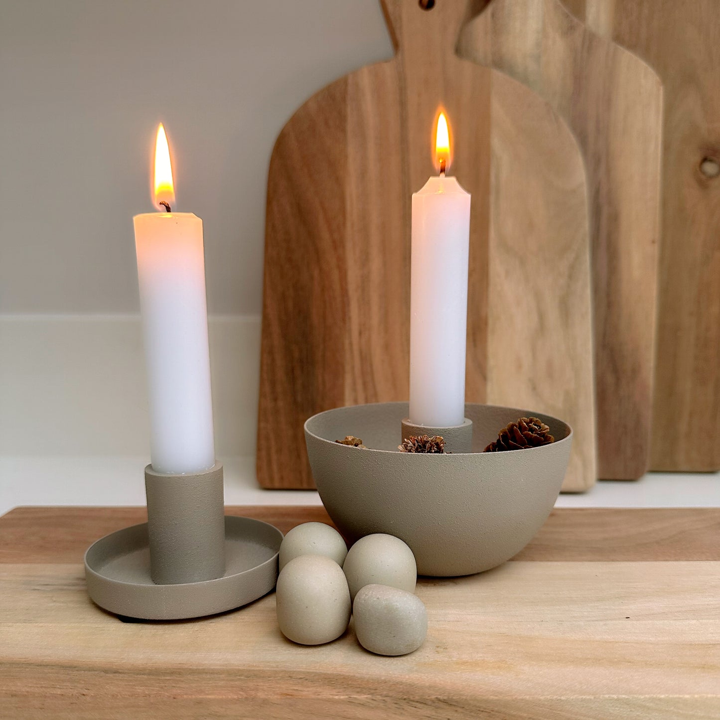 Taupe Dinner Candle Holder