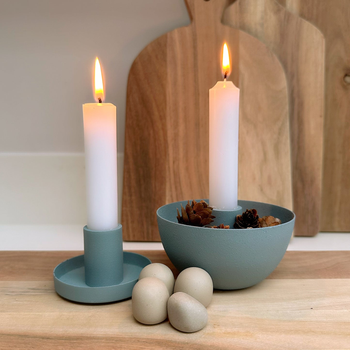 Sky Blue Dinner Candle Holder - Bowl