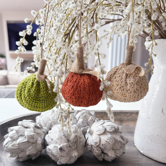Knitted Hanging Pumpkins - Available in 3 Colours