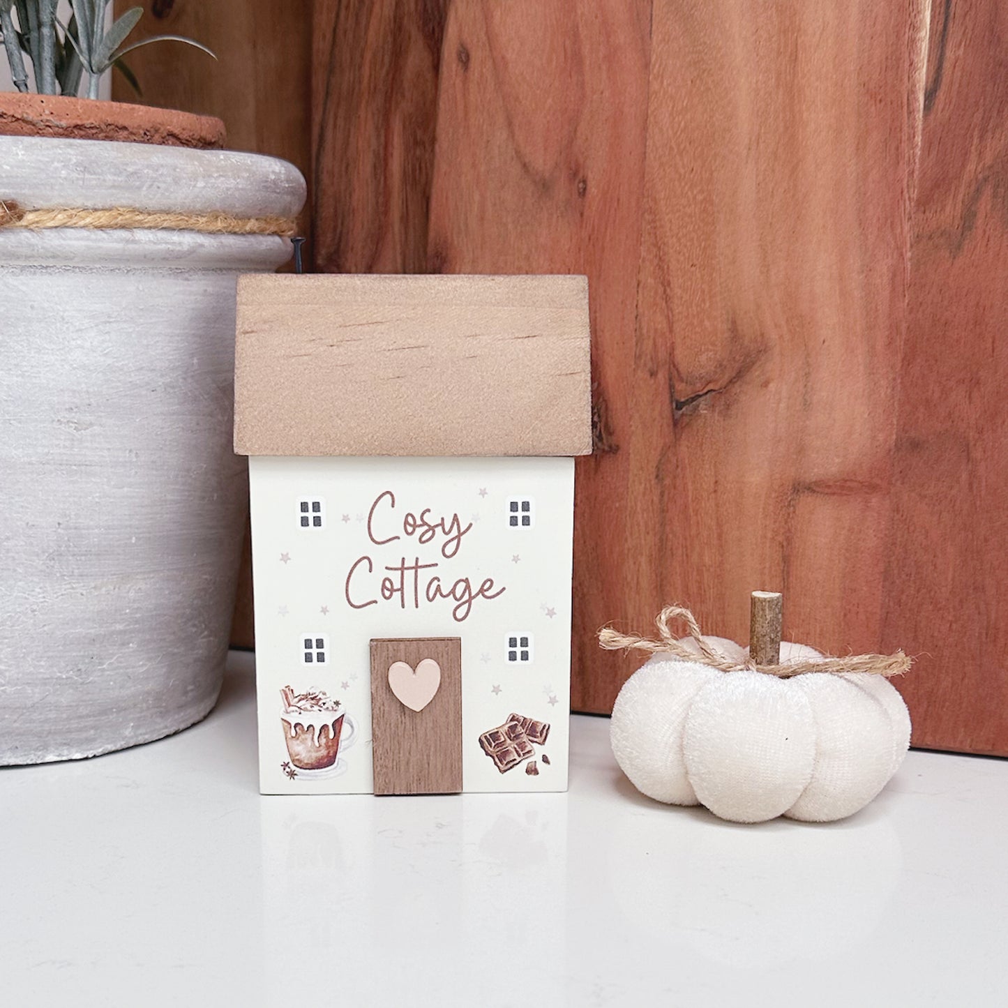 Cosy Time Hot Chocolate Wooden House Block - Available in 2 Styles