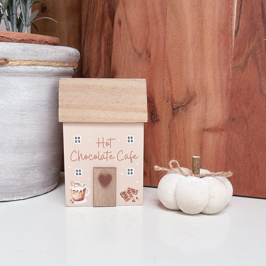 Cosy Time Hot Chocolate Wooden House Block - Available in 2 Styles