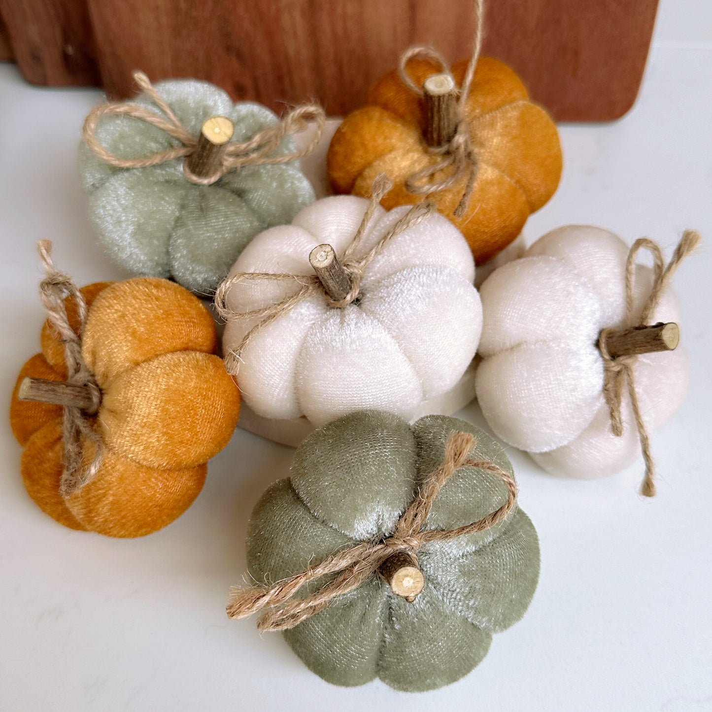 Set of 6 Velvet Pumpkins