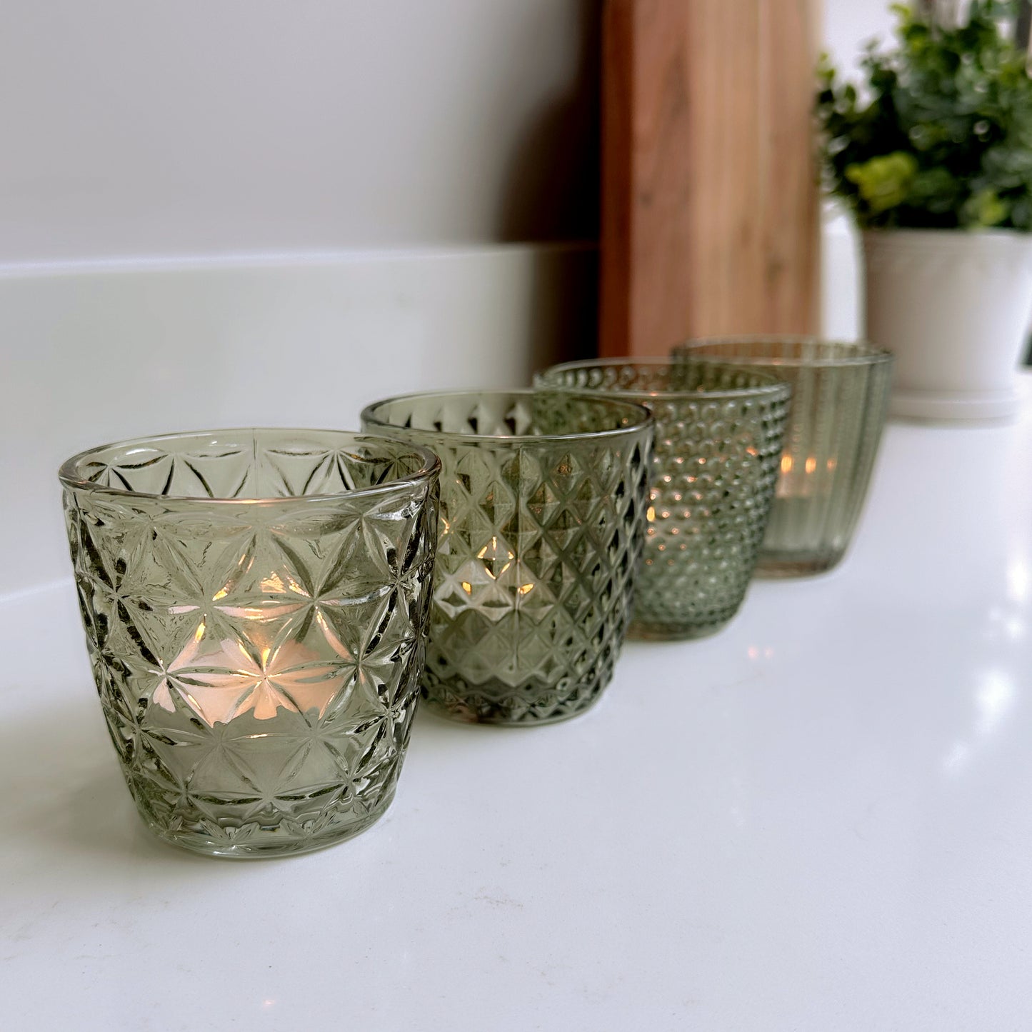 Set of Green Tea-Light Holders