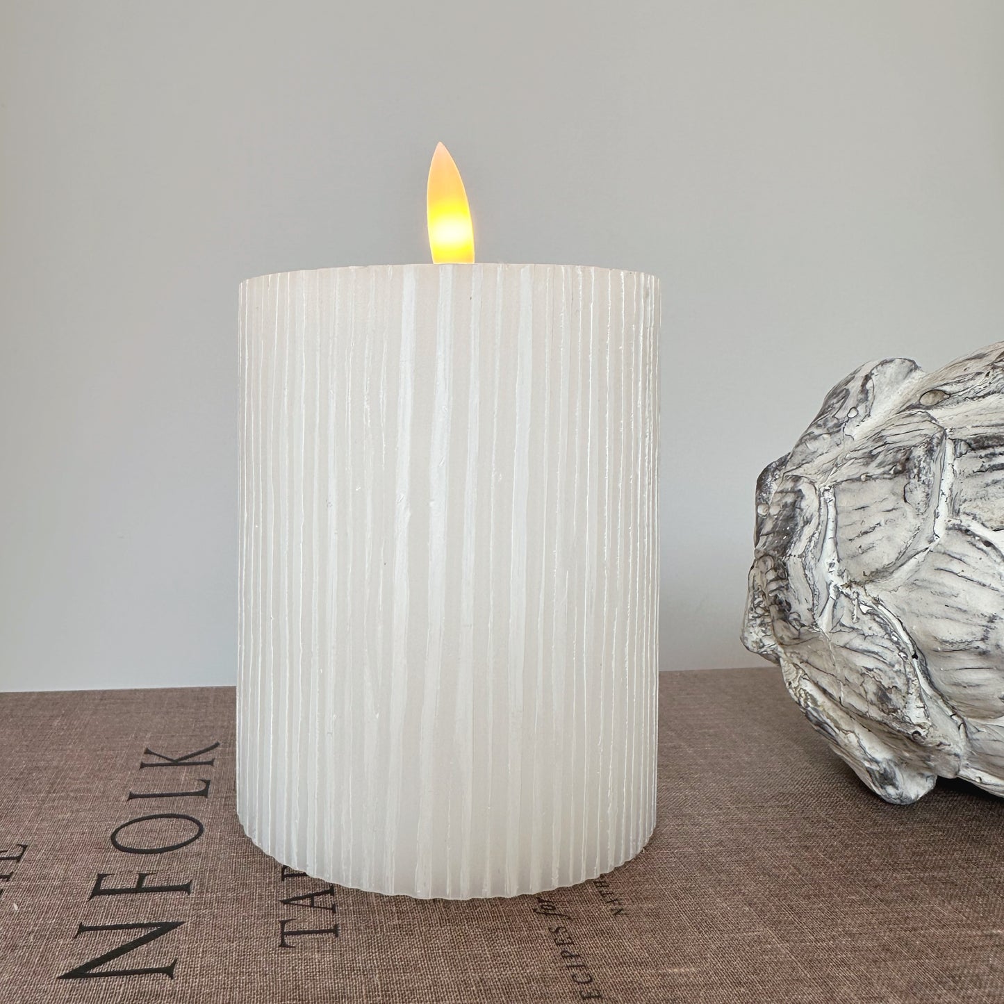 White Textured LED Candle