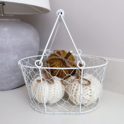 Wonky Metal White Basket