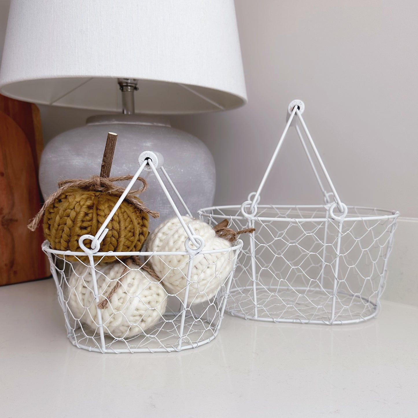 Wonky Metal White Basket