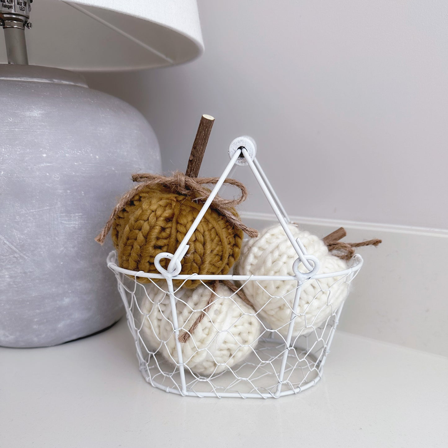 Wonky Metal White Basket