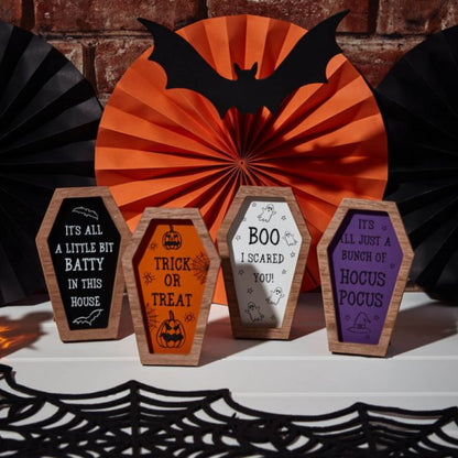 Halloween Coffin Easel Plaque