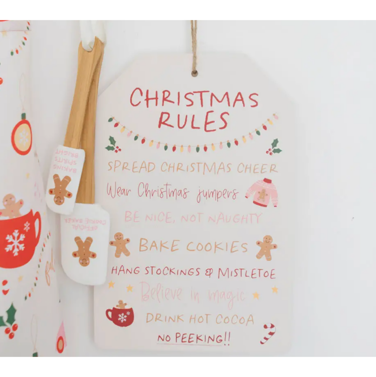 Christmas Rules Hanging Sign