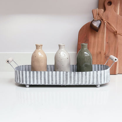 Rustic Metal Tray With Handles