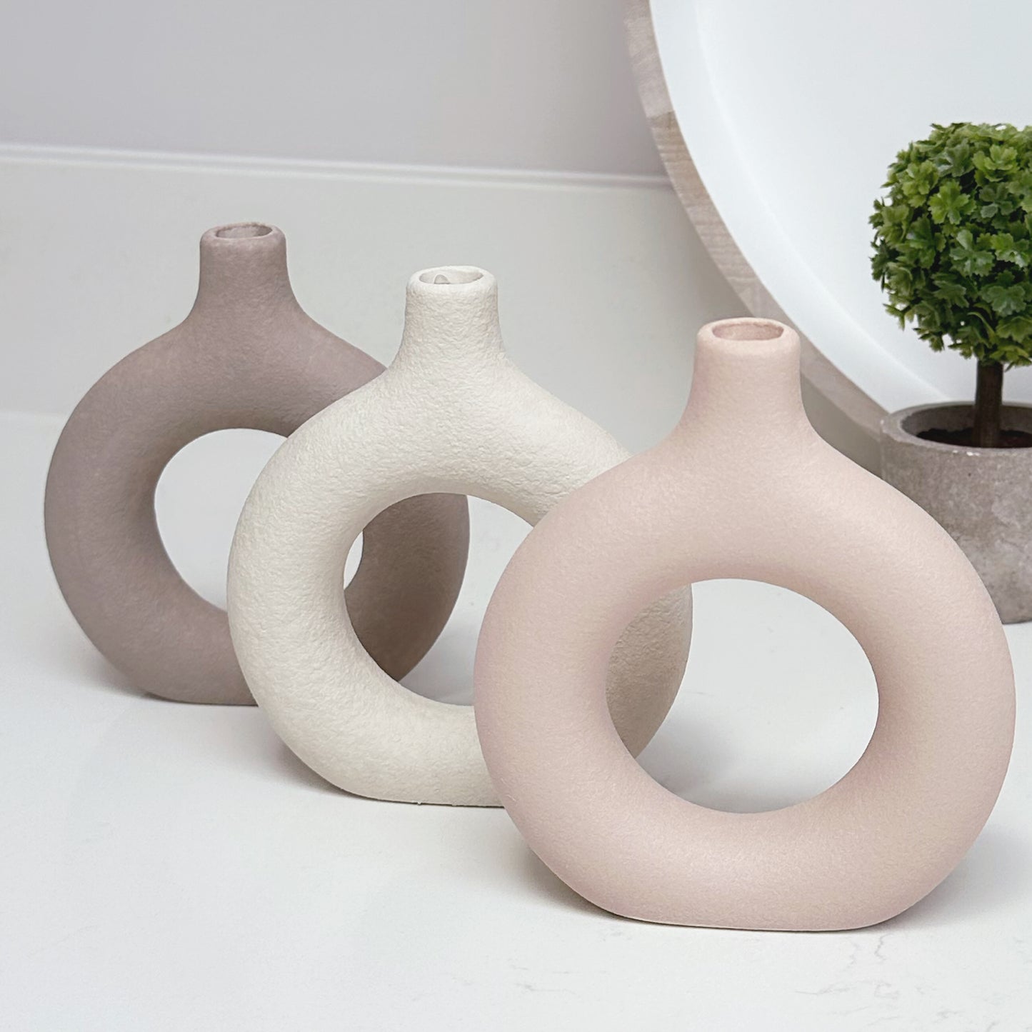 Earthenware Neutral Bud Vase - Available in 3 Colours