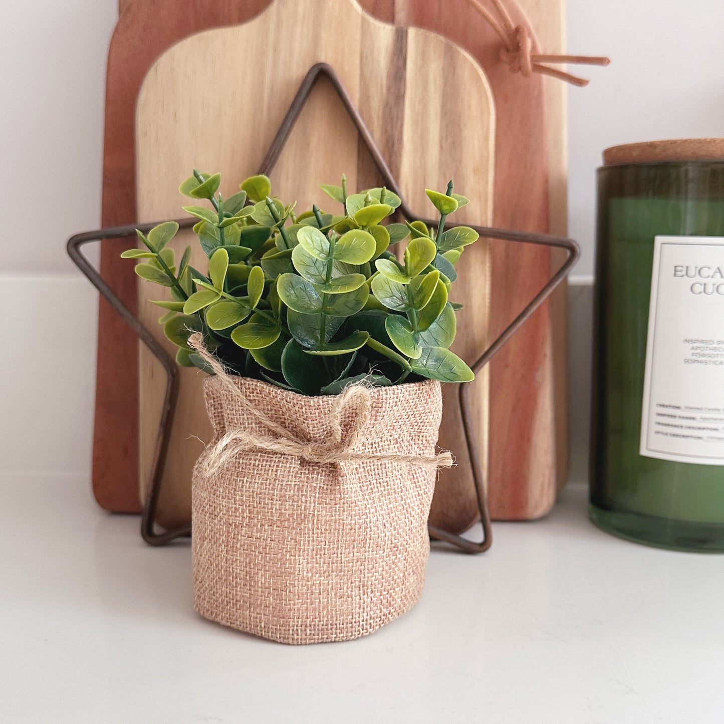 Small Faux Plant in a Hessian Bag