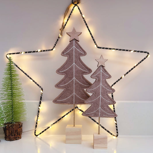 Dark Beige Felt Christmas Tree - Available in 2 Sizes