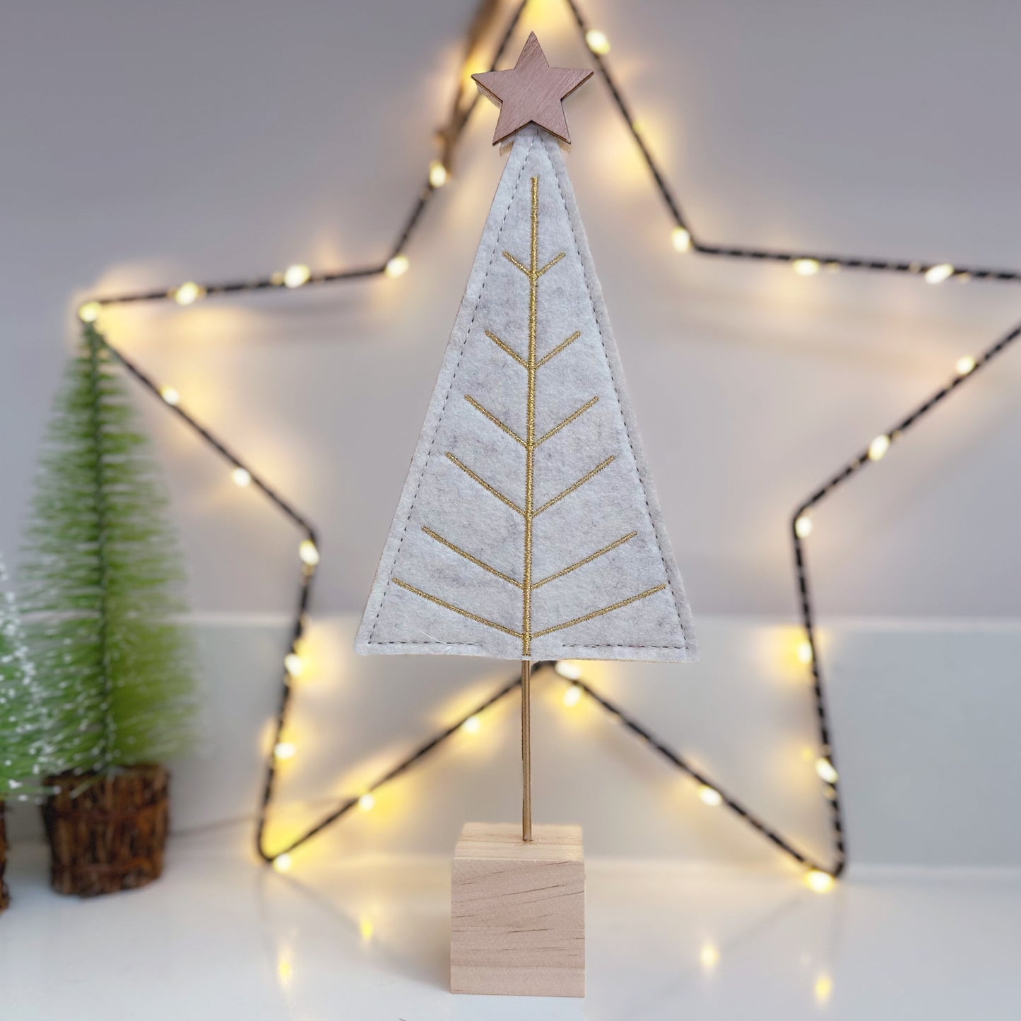 Beige & Gold Felt Christmas Tree