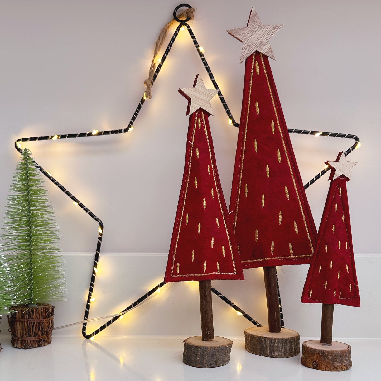 Red & Gold Felt Christmas Tree - Available in 3 Sizes