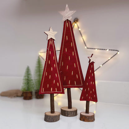 Red & Gold Felt Christmas Tree - Available in 3 Sizes