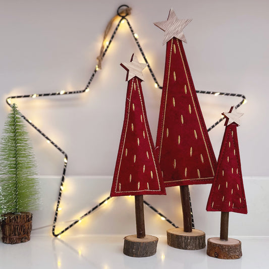 Red & Gold Felt Christmas Tree - Available in 3 Sizes