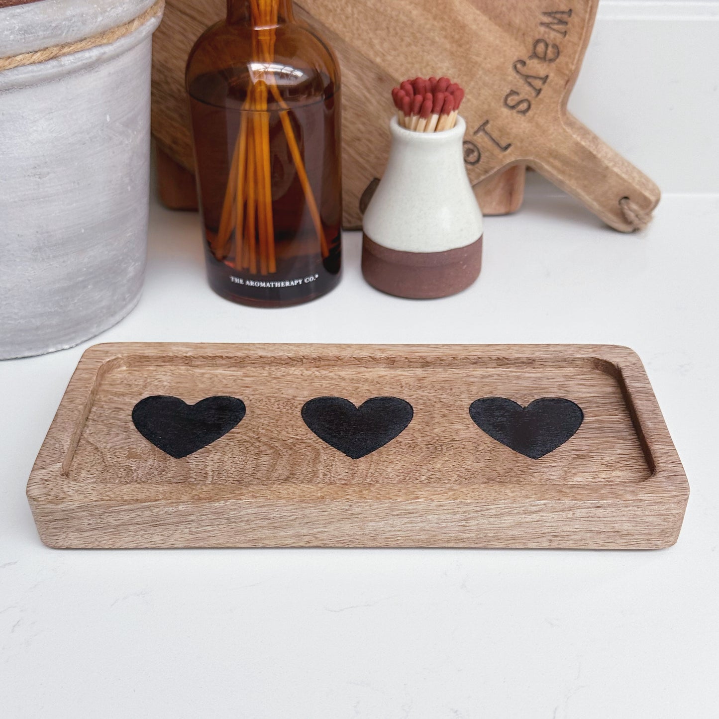 Triple Heart Wooden Tray