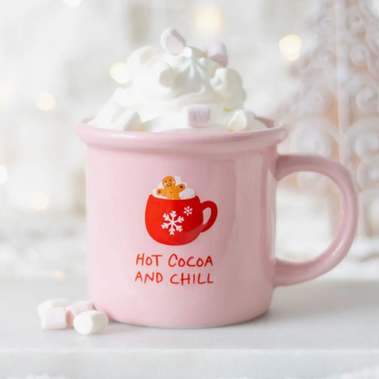 Pink Hot Cocoa & Chill Christmas Mug