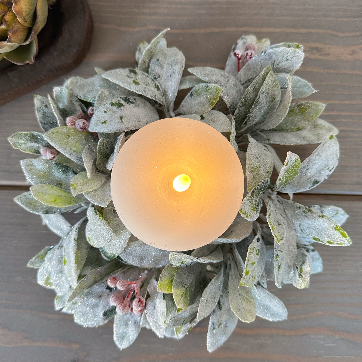 Small Frosted Berry Candle Wreath