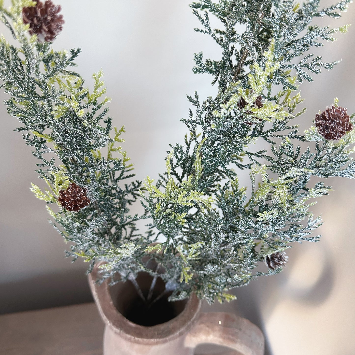 Frosted Pine Stem With Pinecones