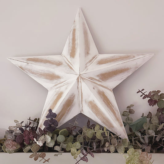 Distressed White 3D Star