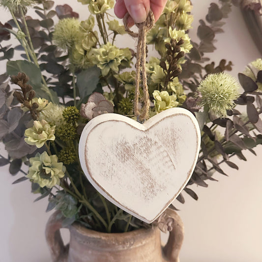 Distressed White Hanging Heart