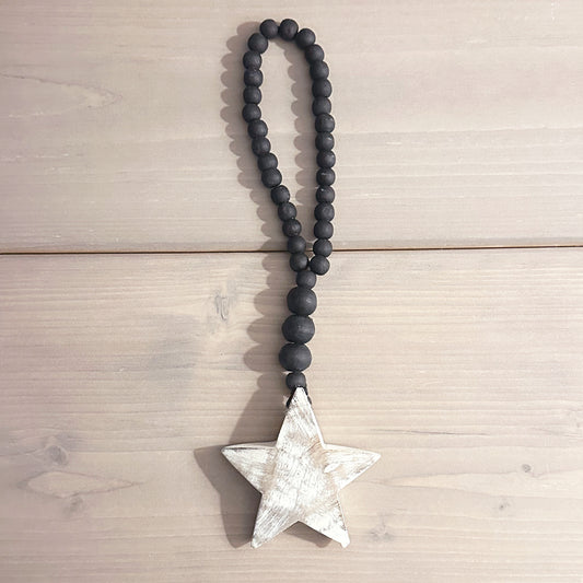 White Star With Black Beads Hanger