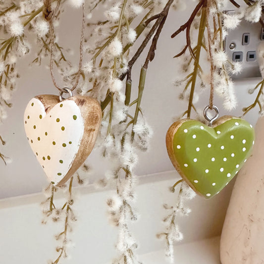 Wooden Hanging Hearts - Available in 2 Colours