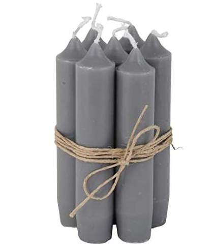 6 Dark Grey Short Dinner Candles