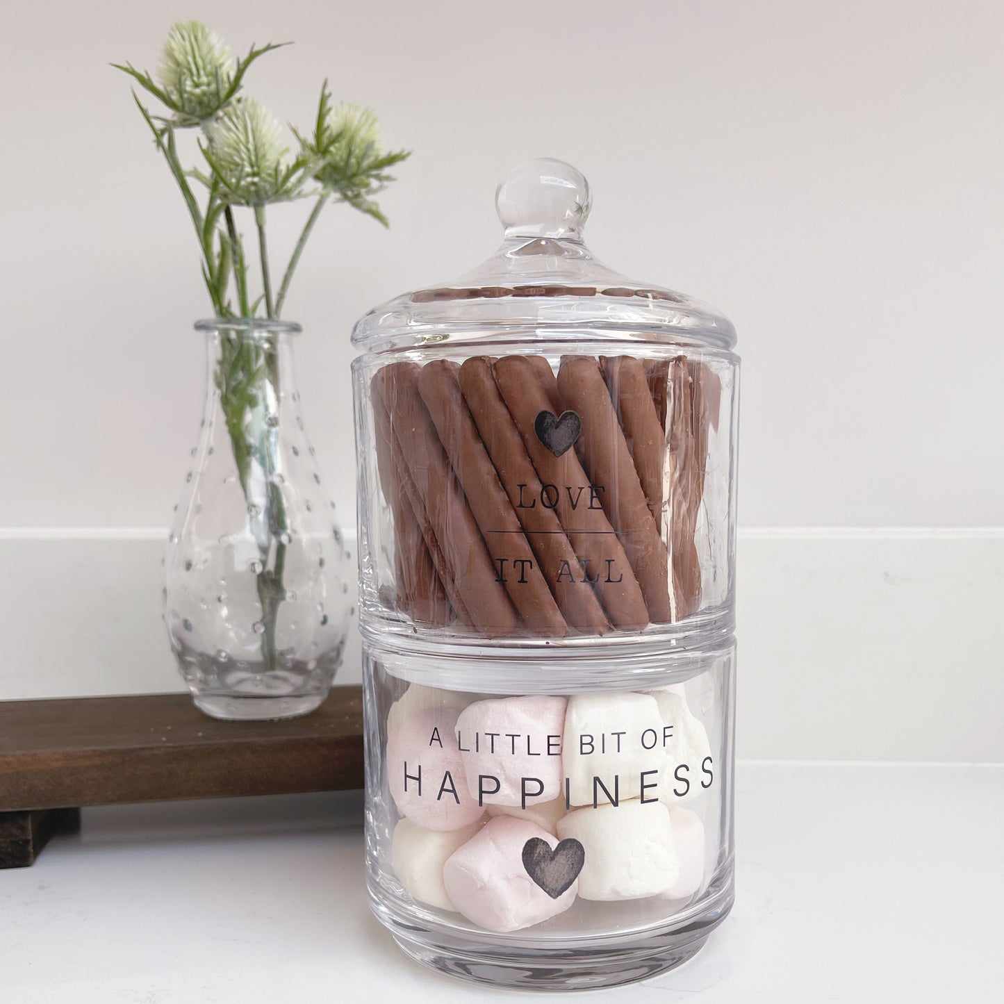 Glass Treats Tower Jar - Happiness