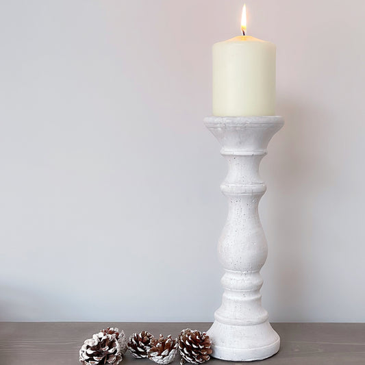 White Washed Stone Candle Stick