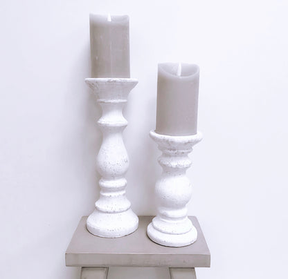 White Washed Stone Candle Stick