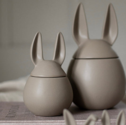 Ceramic Taupe Bunny Storage Jar - Available in 2 Sizes