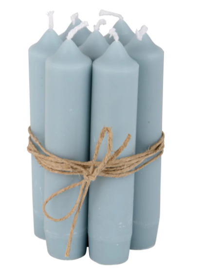 6 Blue Short Dinner Candles