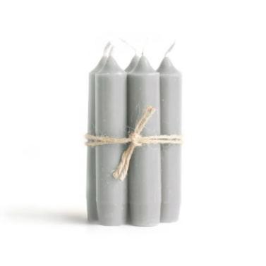 6 Dove Grey Short Dinner Candles